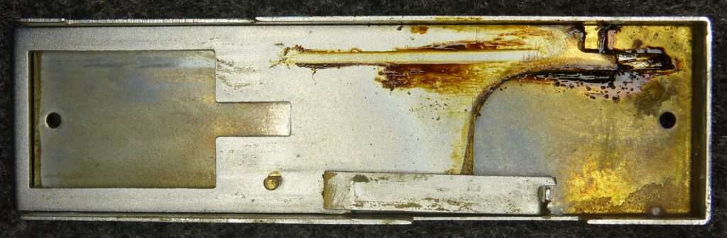 Inner side of front panel of Mamiya super 16 