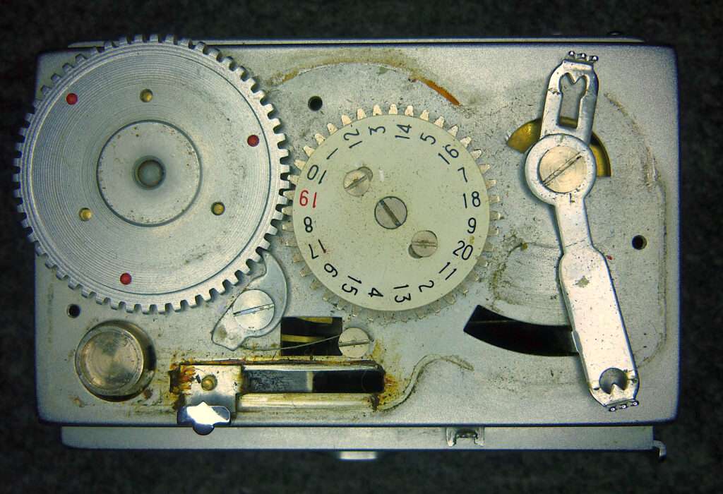 Inner control panel of Mamiya super 16 